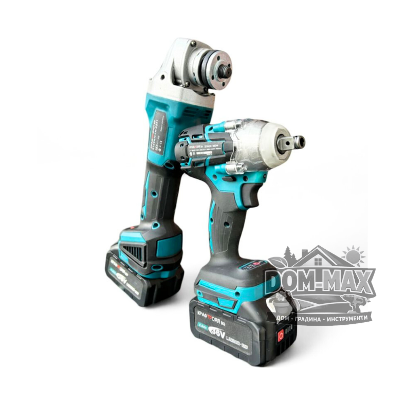 КОМПЛЕКТ АКУМУЛАТОРЕН ЪГЛОШЛАЙФ И ГАЙКОВЕРТ