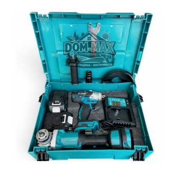 КОМПЛЕКТ АКУМУЛАТОРЕН ЪГЛОШЛАЙФ И ГАЙКОВЕРТ