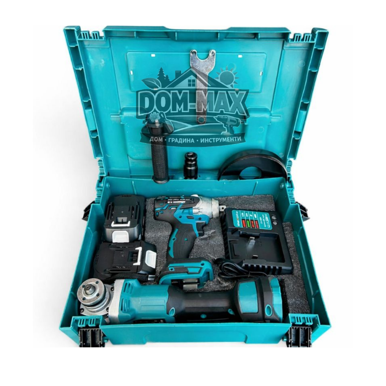 КОМПЛЕКТ АКУМУЛАТОРЕН ЪГЛОШЛАЙФ И ГАЙКОВЕРТ